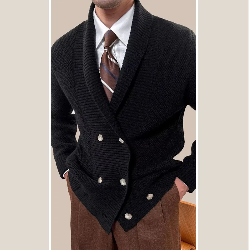 Street Fashion Jacket Men - Cárdigan de punto holgado informal para