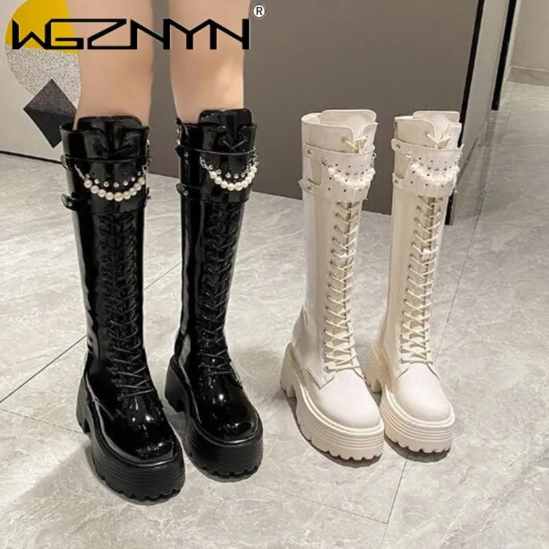 Chunky Sneaker Platform - Botas cálidas de felpa de cuero